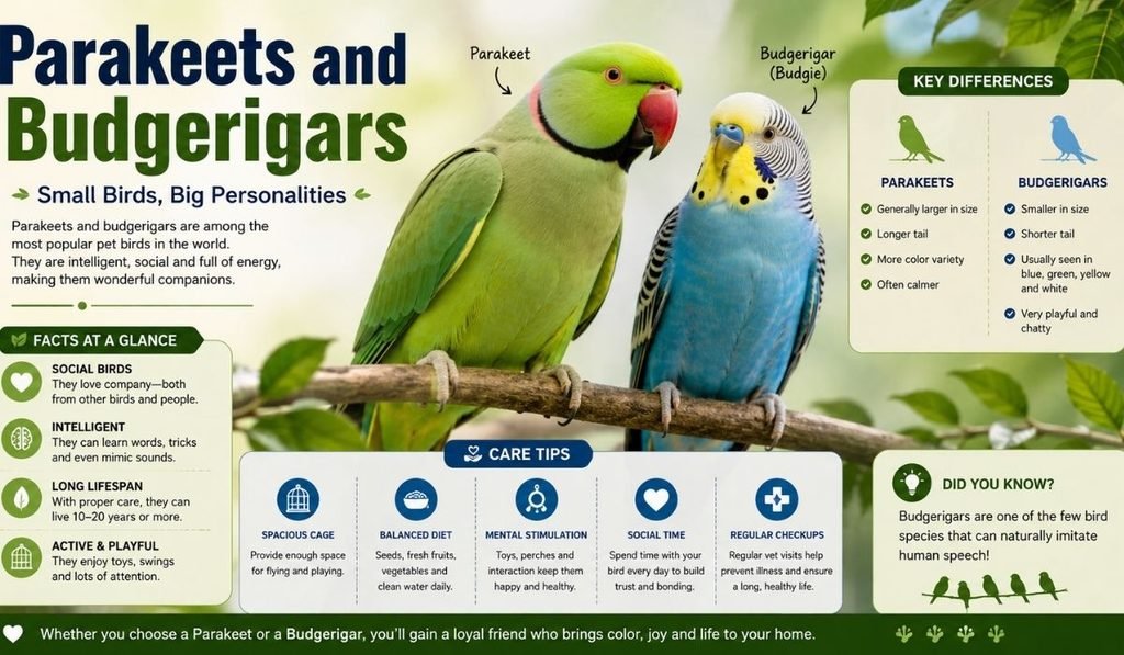 Parakeets and Budgerigars