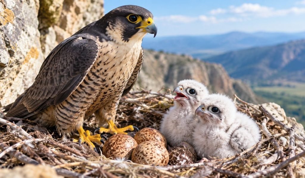Falcon Eggs and Chicks