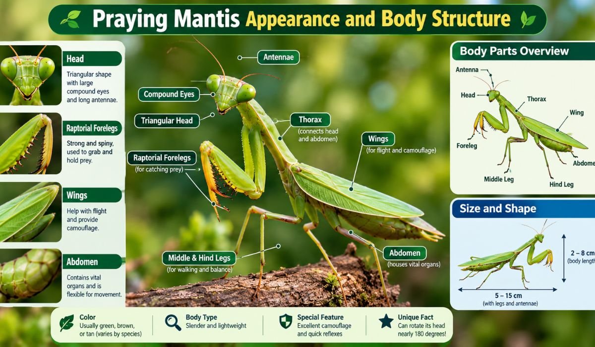 Praying Mantis Appearance and Body Structure