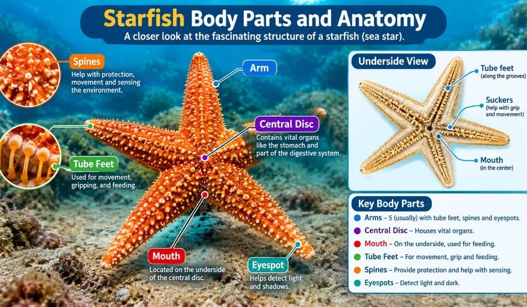 Starfish Body Parts and Anatomy