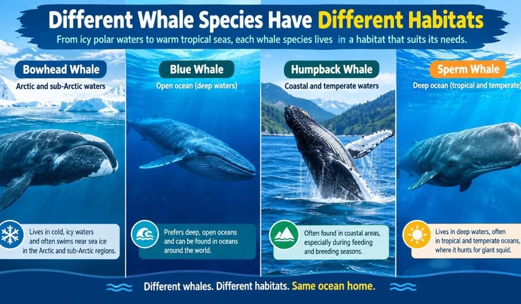 Different Whale Species Have Different Habitats