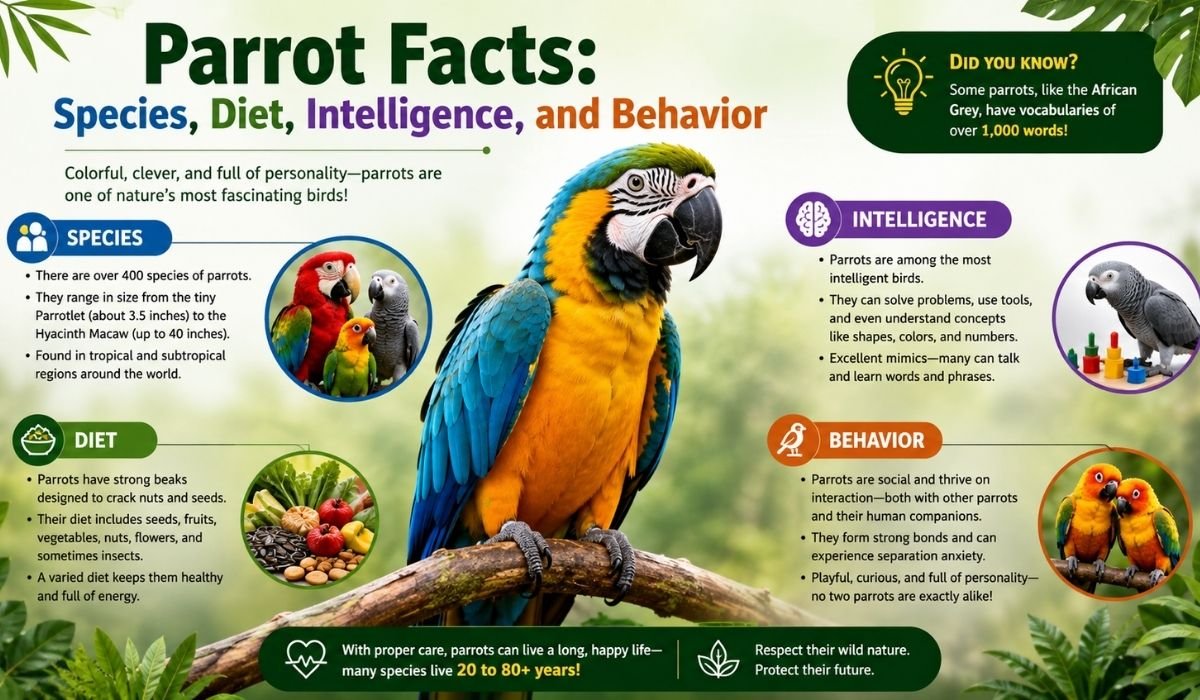 Parrot Facts: Species, Diet, Intelligence, and Behavior