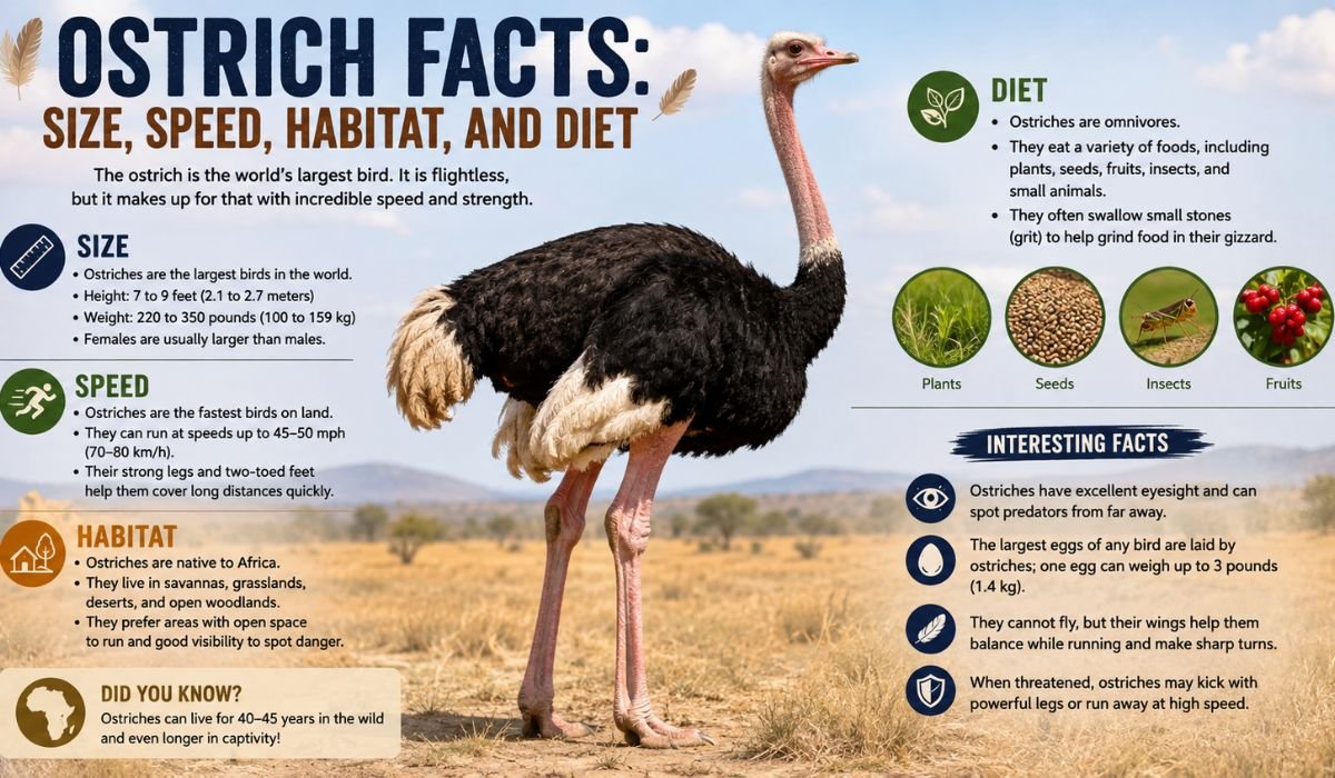 Ostrich Facts: Size, Speed, Habitat, and Diet